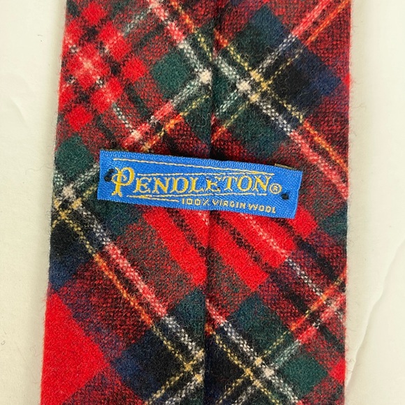 Vtg Pendleton Red Plaid Wool Tie USA Made 3 in wide 56 in long necktie Tartan - Picture 2 of 7